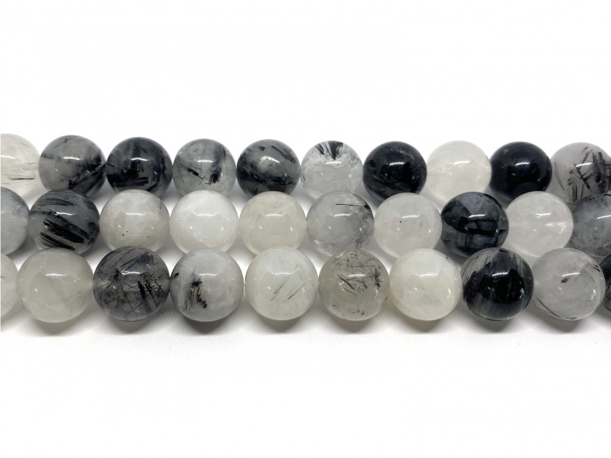 12mm sort rutilkvarts perler