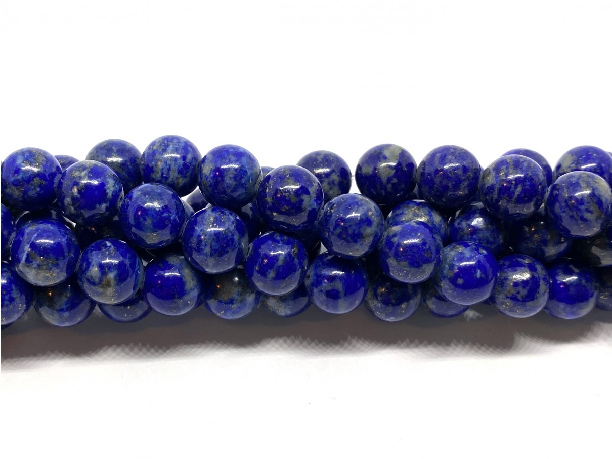 Ufarvet Lapis Lazuli, rund 8mm, hel streng