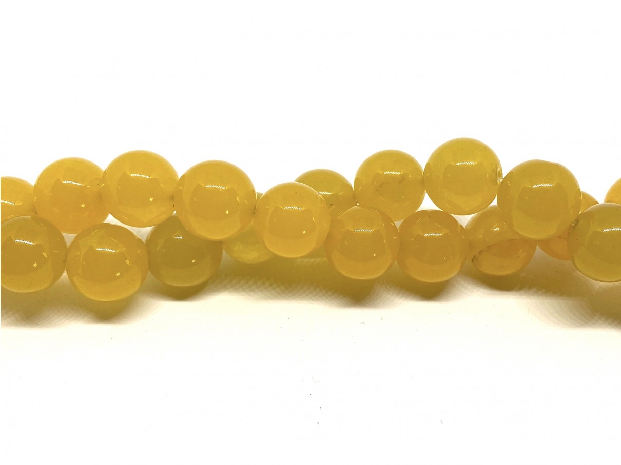 Farvet jade, gul rund 12mm, hel streng