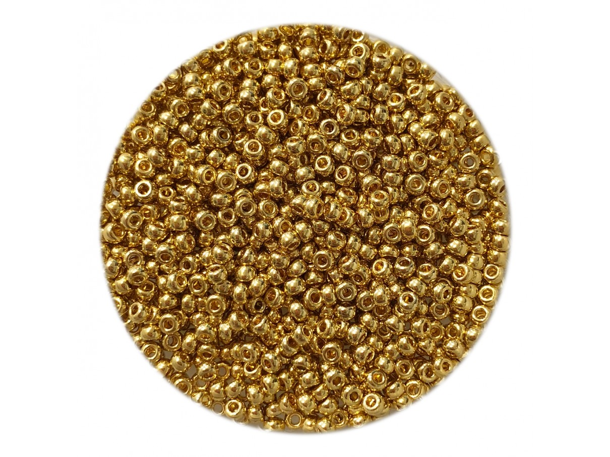 Miyuki Rocailles seed beads, 11/0 24k Gold Light Plated (193) 2g