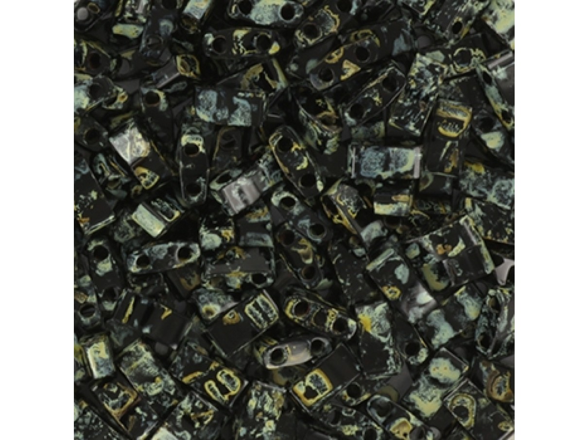 Miyuki halv Tila perler, Opaque Picasso Black (4511), 5g