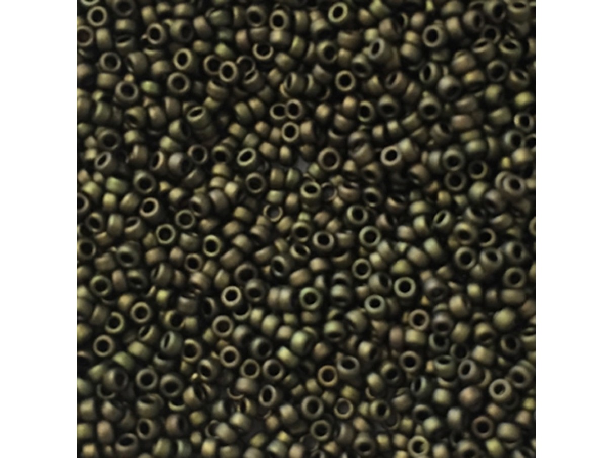 Miyuki Rocailles seed beads, 15/0 Metallic Olive Mat (2004) 4g