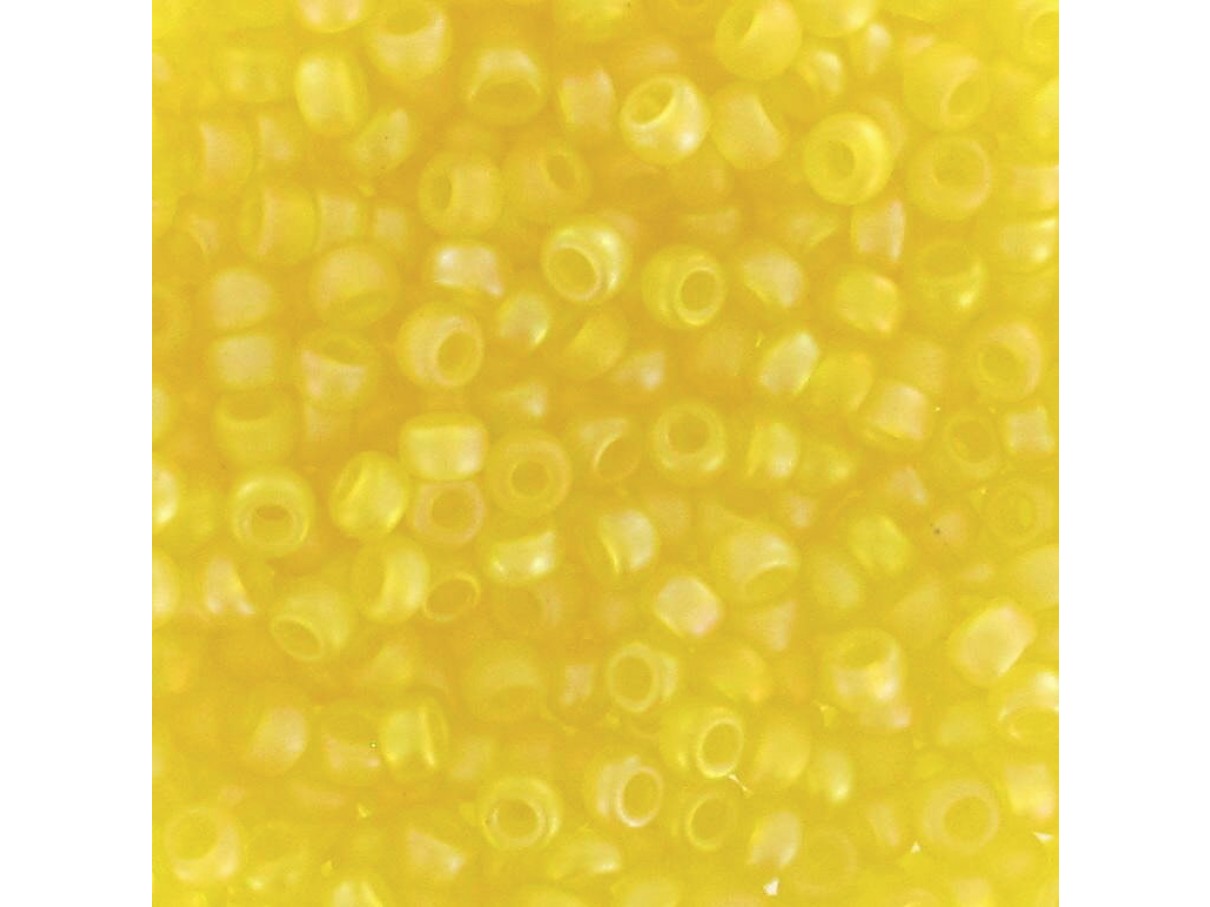 Miyuki Rocailles seed beads, 11/0 Tr Yellow AB Mat (136fr)