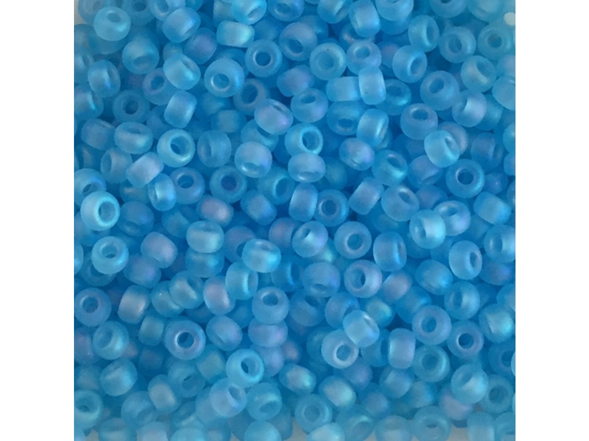 Miyuki Rocailles seed beads, 11/0 Tr Aqua AB Mat (148fr)