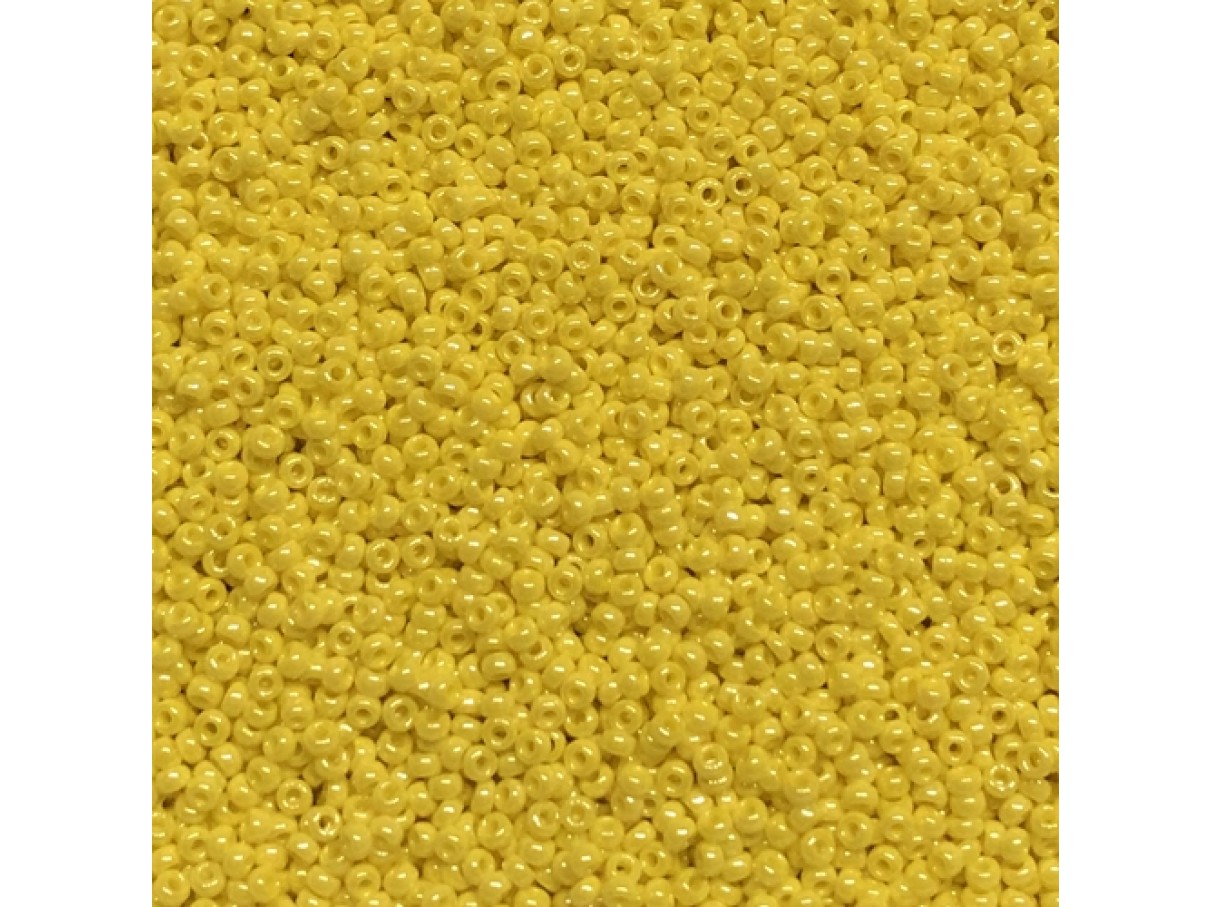 Miyuki Rocailles seed beads, 11/0 Opaque Yellow Luster (422)