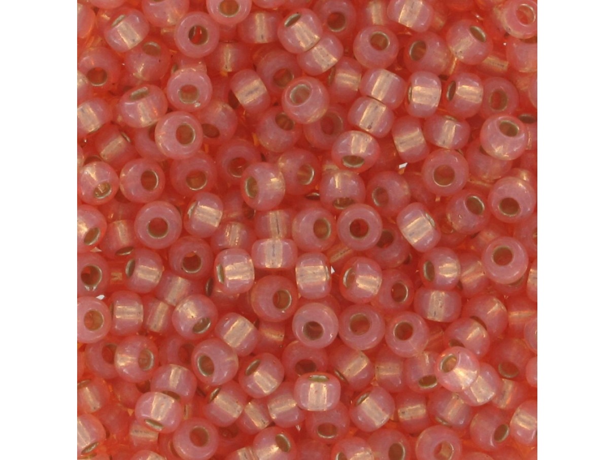 Miyuki Rocailles seed beads, 11/0 Dyed Salmon Silver Lined Alabaster (642)