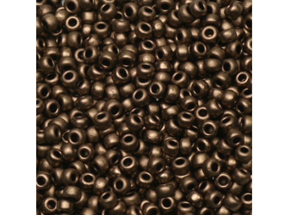 Miyuki Rocailles seed beads, 11/0 Mat metallic dark bronze (2006)