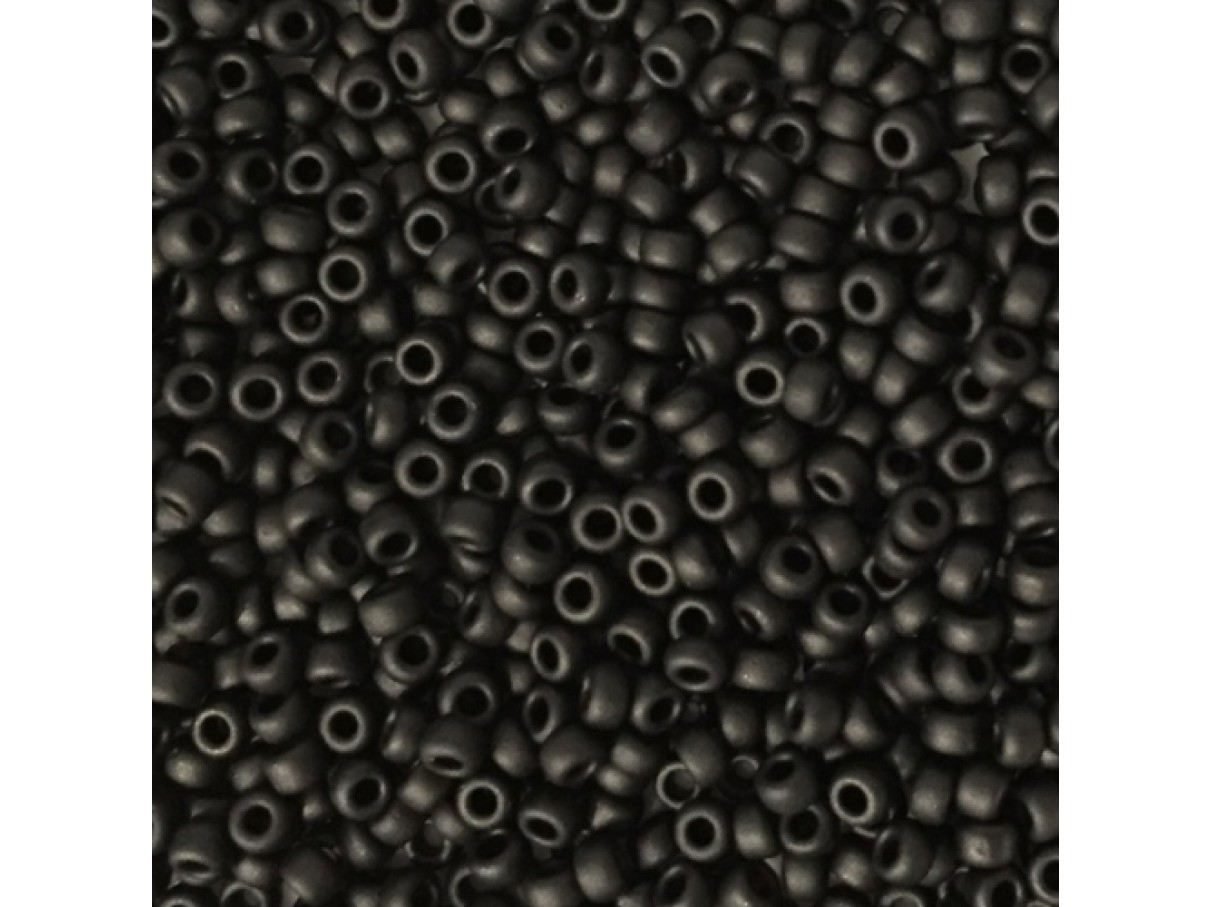 Miyuki Rocailles seed beads, 15/0 Black Mat (401f) 8g