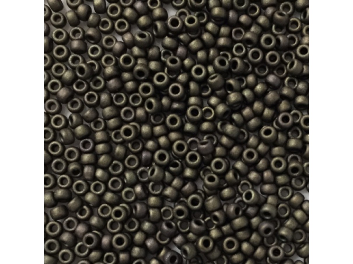 Miyuki Rocailles seed beads, 11/0 Matte Metal Dark Olive Iris (2015) 4g