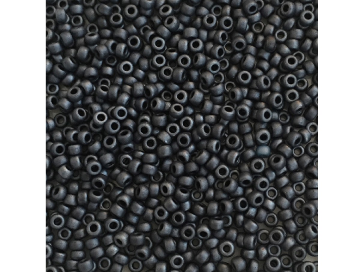 Miyuki Rocailles seed beads, 11/0 Mat Gunmetal (2001)