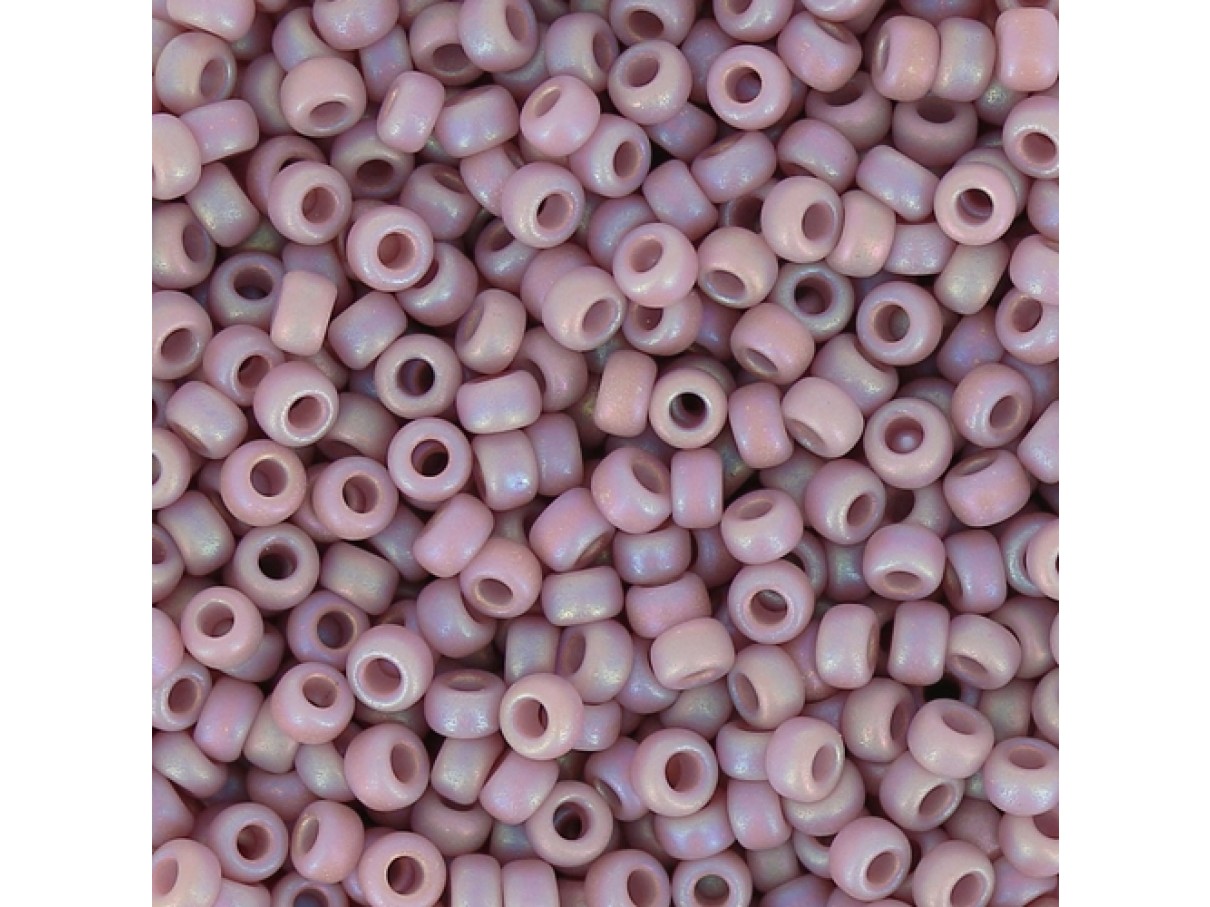 Miyuki Rocailles seed beads, 11/0 Opaque Mauve AB Mat (410FR)
