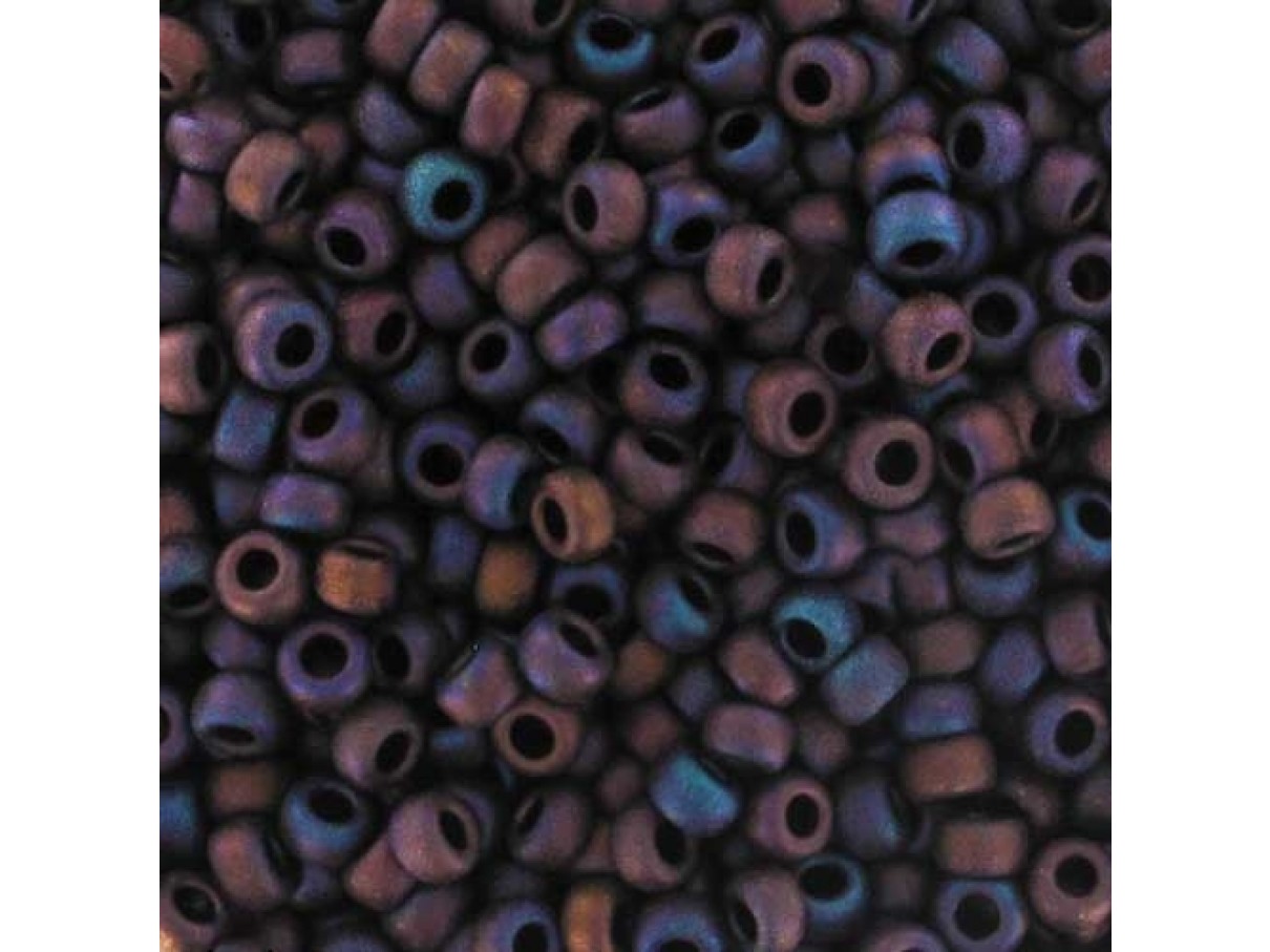 Miyuki Rocailles seed beads, 8/0 Mat Metallic Dark Raspberry Iris (2005) 4g