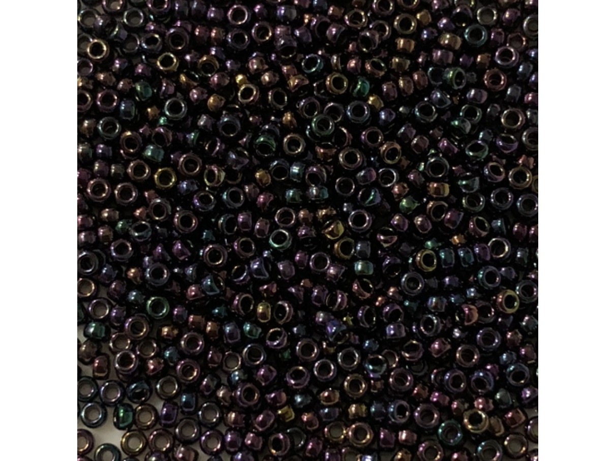 Miyuki Rocailles seed beads, 15/0 Metallic Dark Plum Iris (454) 4g