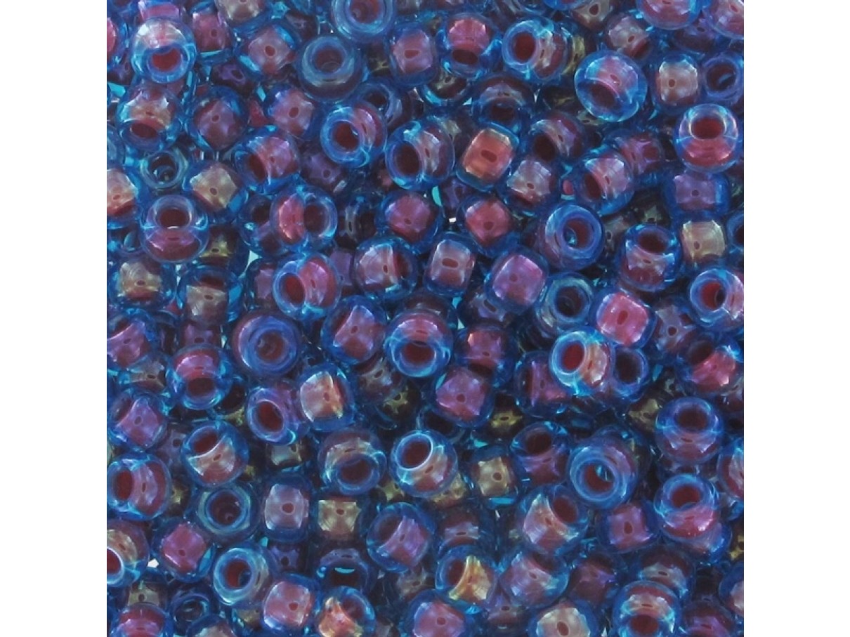 Miyuki Rocailles seed beads, 11/0 Magenta Lined Aqua Luster (346)