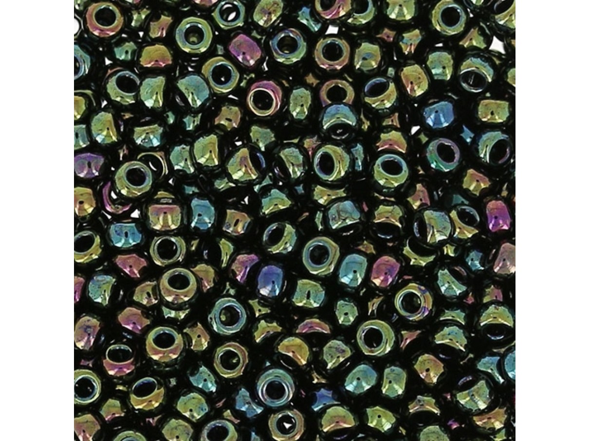 Miyuki Rocailles seed beads, 11/0 Metallic Forest Green Iris (453)