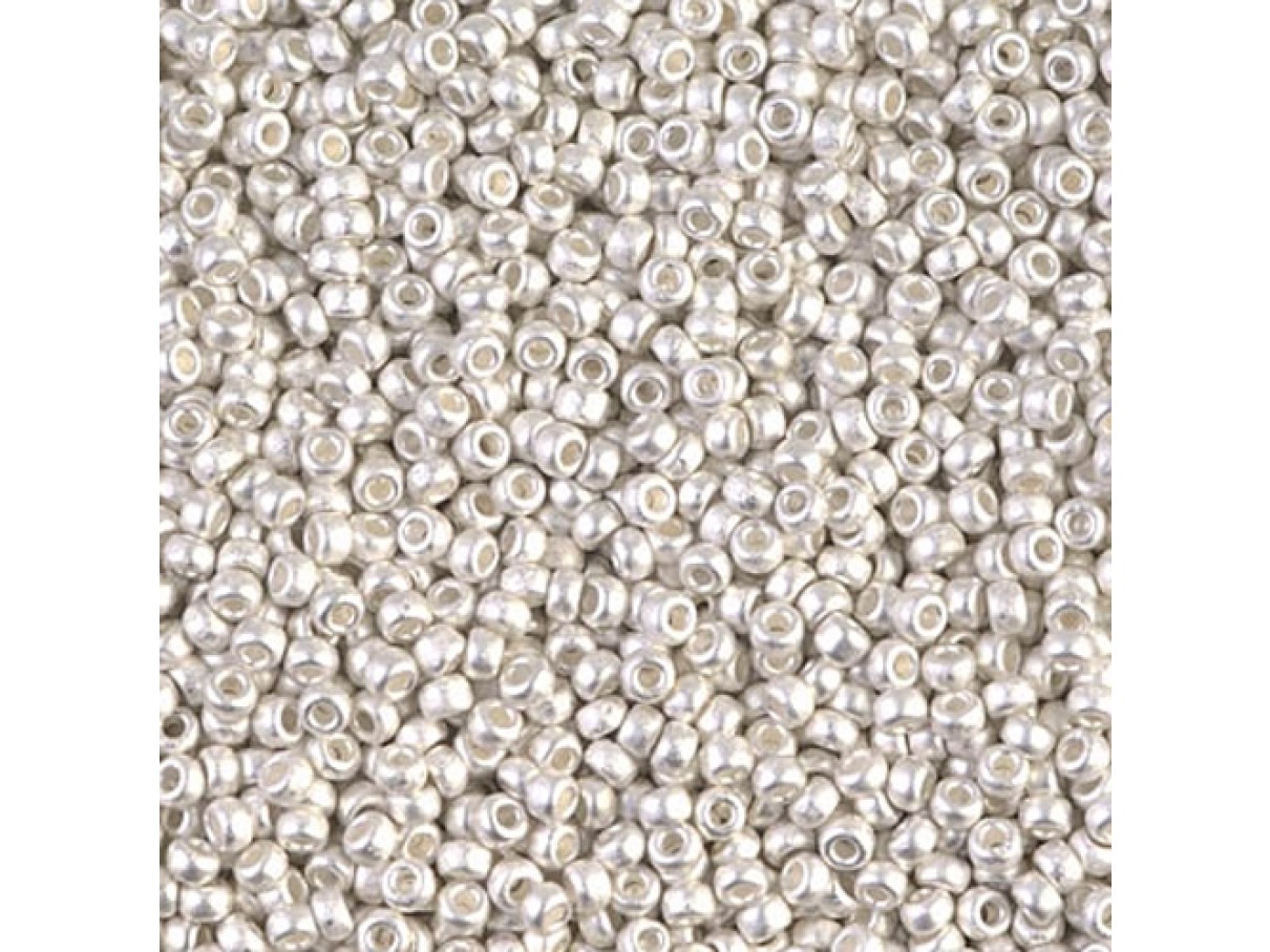 Miyuki Rocailles seed beads, 11/0 Mat bright sterling silver plated (961f) 2g