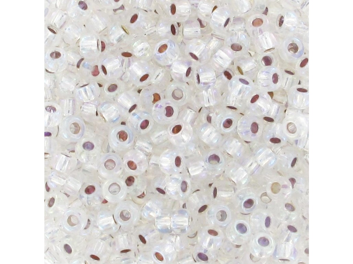 Miyuki Rocailles seed beads, 11/0 Crystal AB Silver Lined (1001)