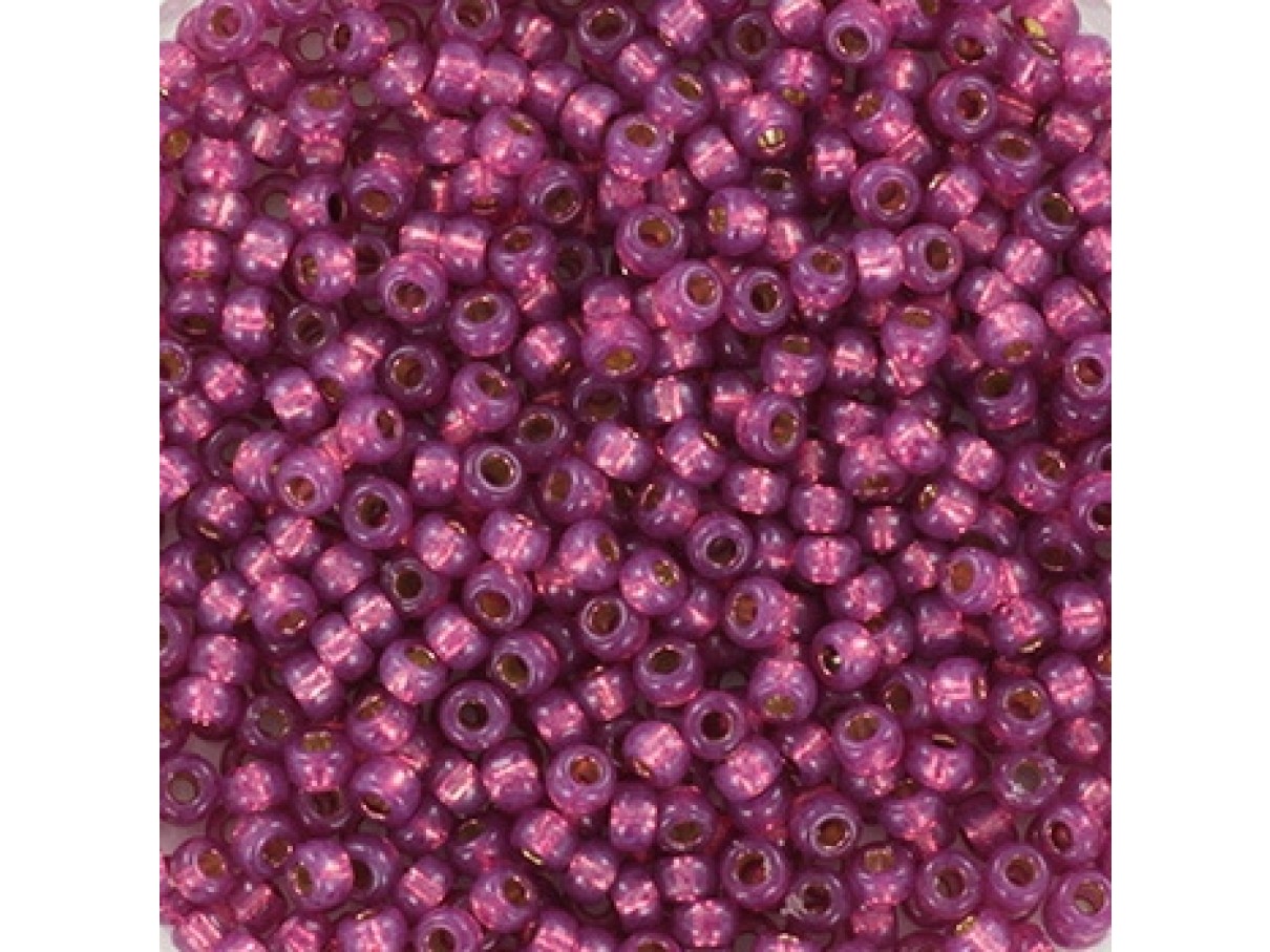 Miyuki Rocailles seed beads, 11/0 Duracoat Silverlined Dyed Peony Pink (4247)