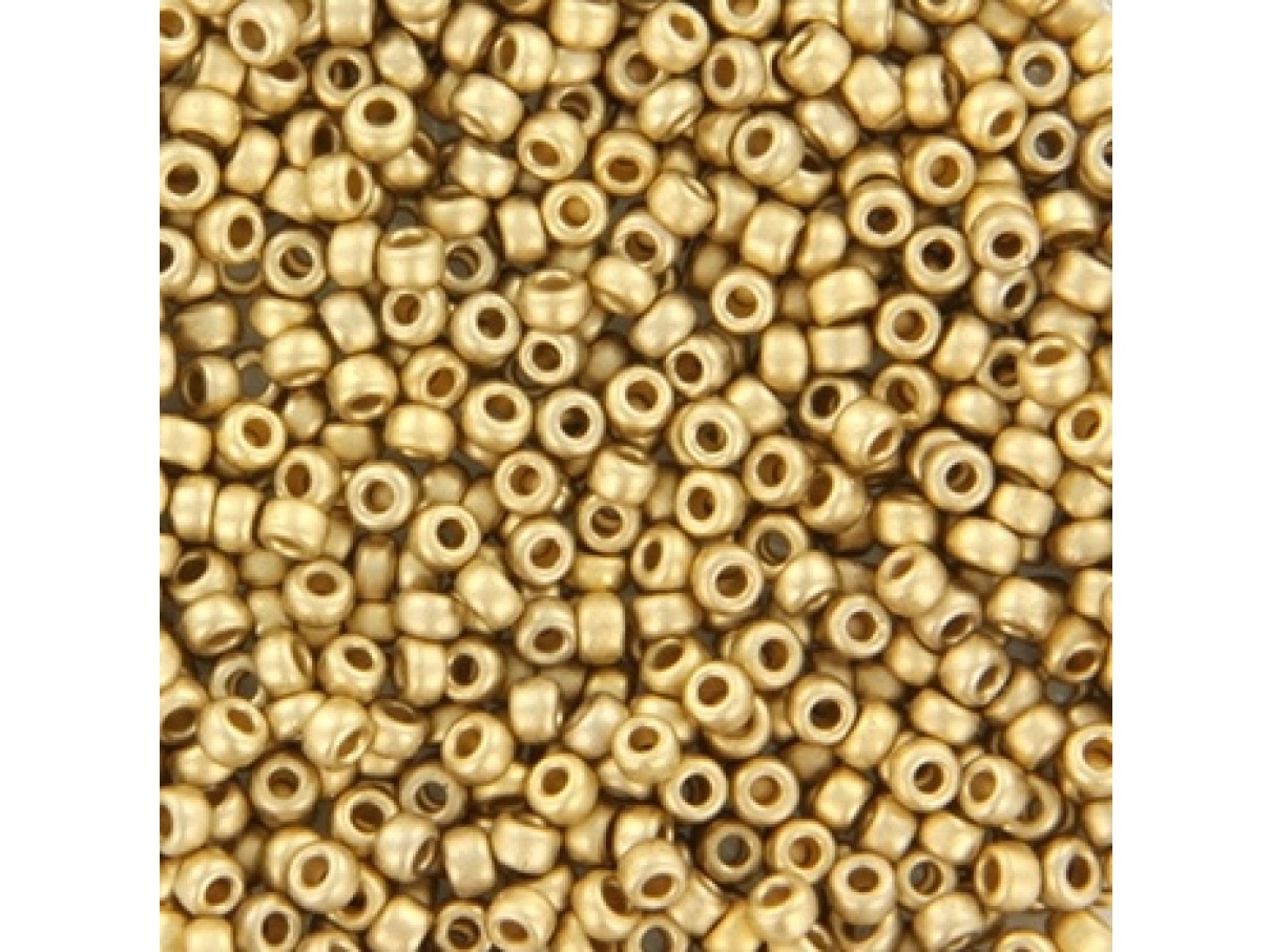 Miyuki Rocailles seed beads, 11/0 24k Gold Light Plated Mat (193f) 2g
