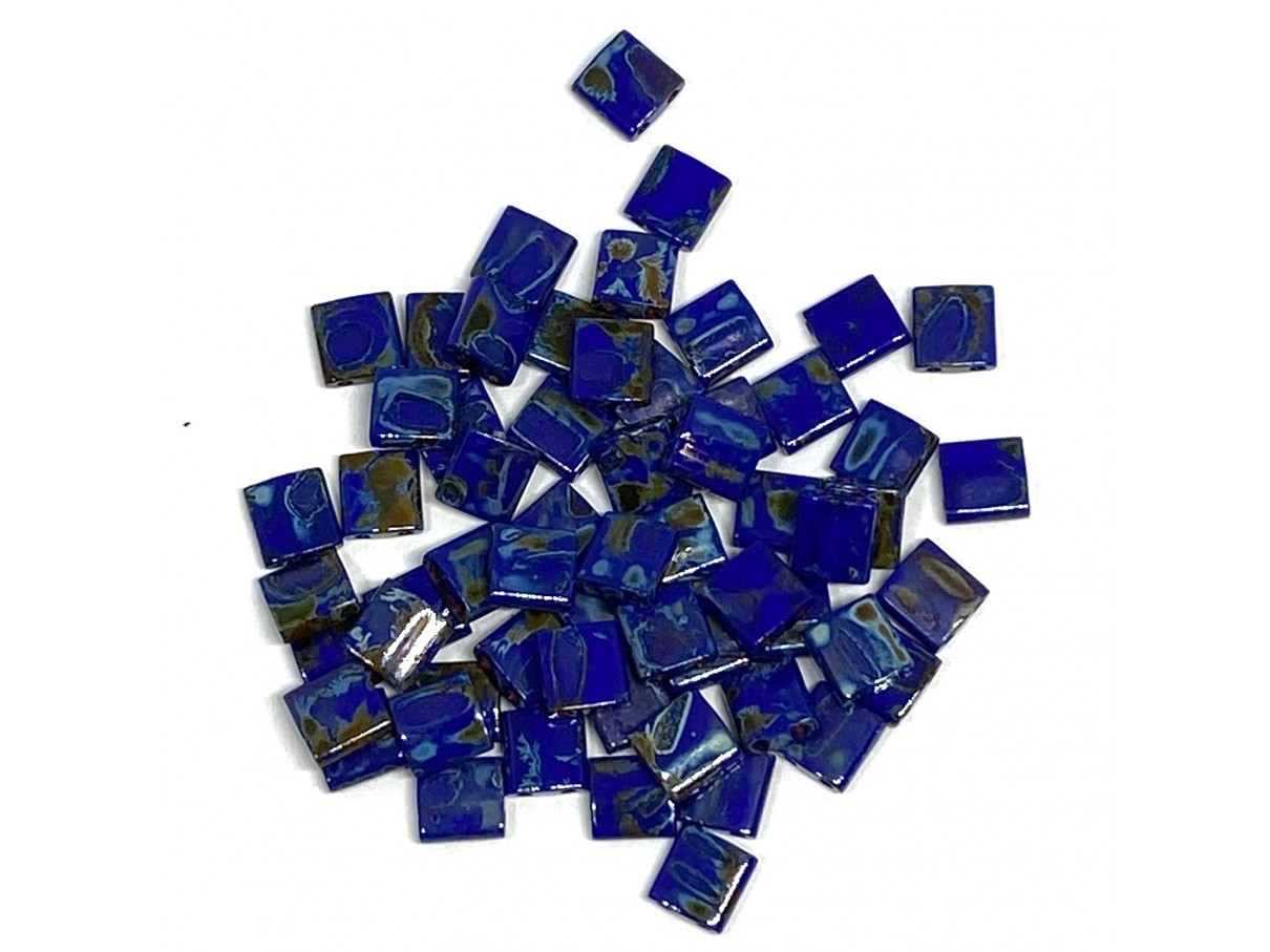 Miyuki Tila perler, Opaque Picasso Cobalt (4518), 5g