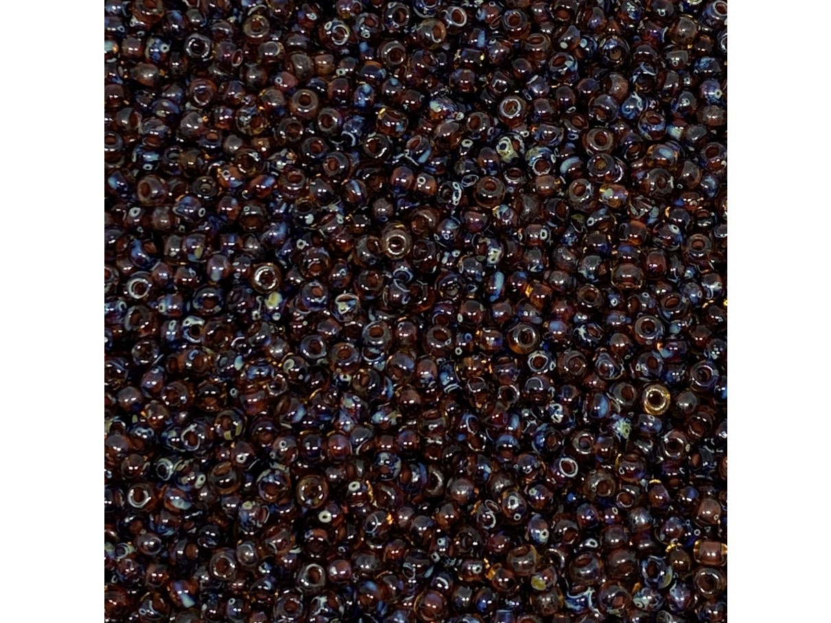 Miyuki Rocailles Seed Beads 8/0 Transparent Picasso Dark Topaz (4502) 8g
