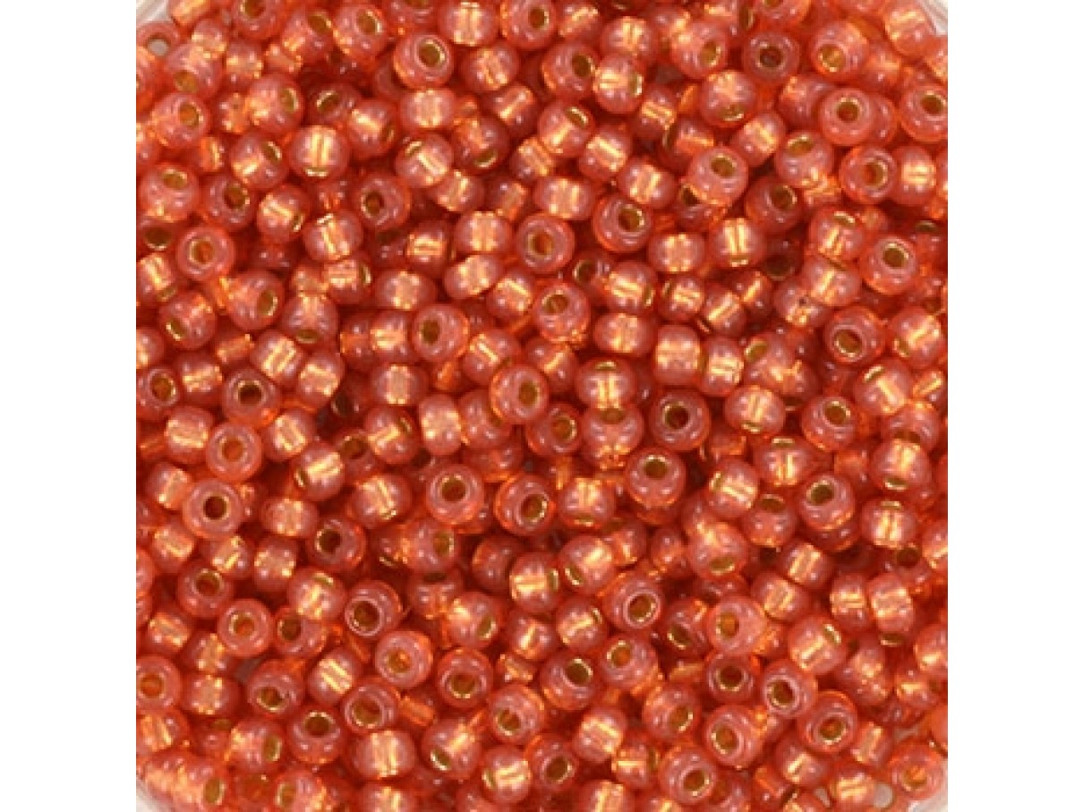Miyuki Rocailles seed beads, 11/0 Silverlined Dyed Rose Gold (4233)