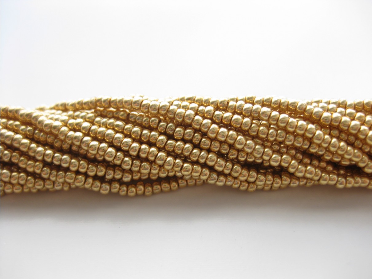 Preciosa seed beads #11 metallic guld, 50cm streng