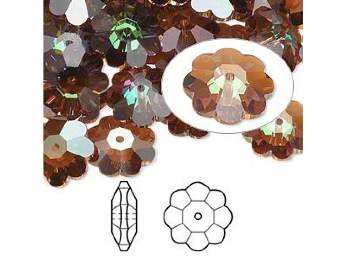 Swarovski® crystal, 12mm marguerite lochrose flower, Crystal copper