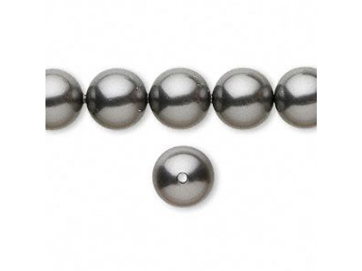 Swarovski crystal pearl, Dark Grey, 10mm rund