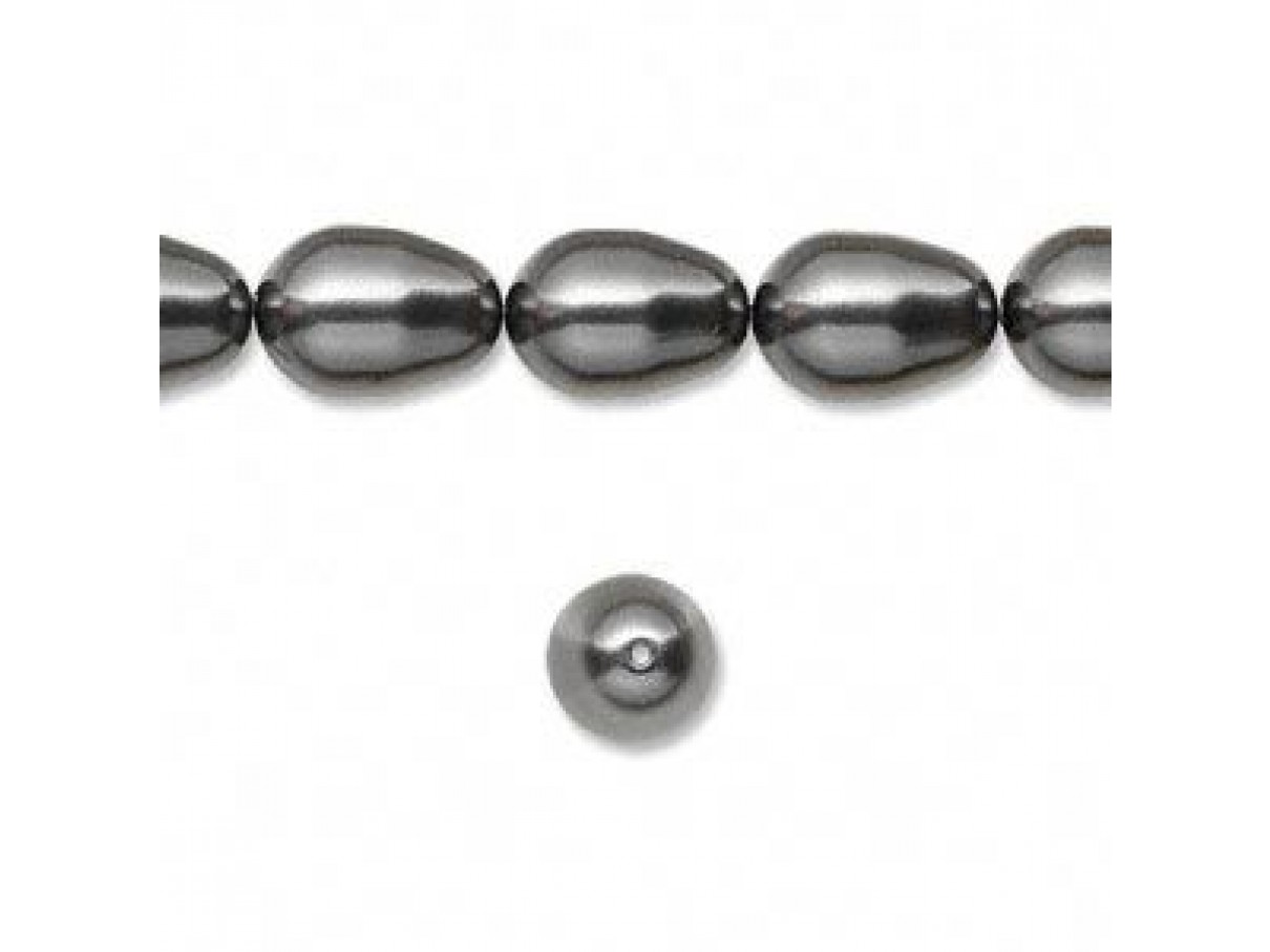 Swarovski® crystal pearl, 11mm dråbe, Dark grey