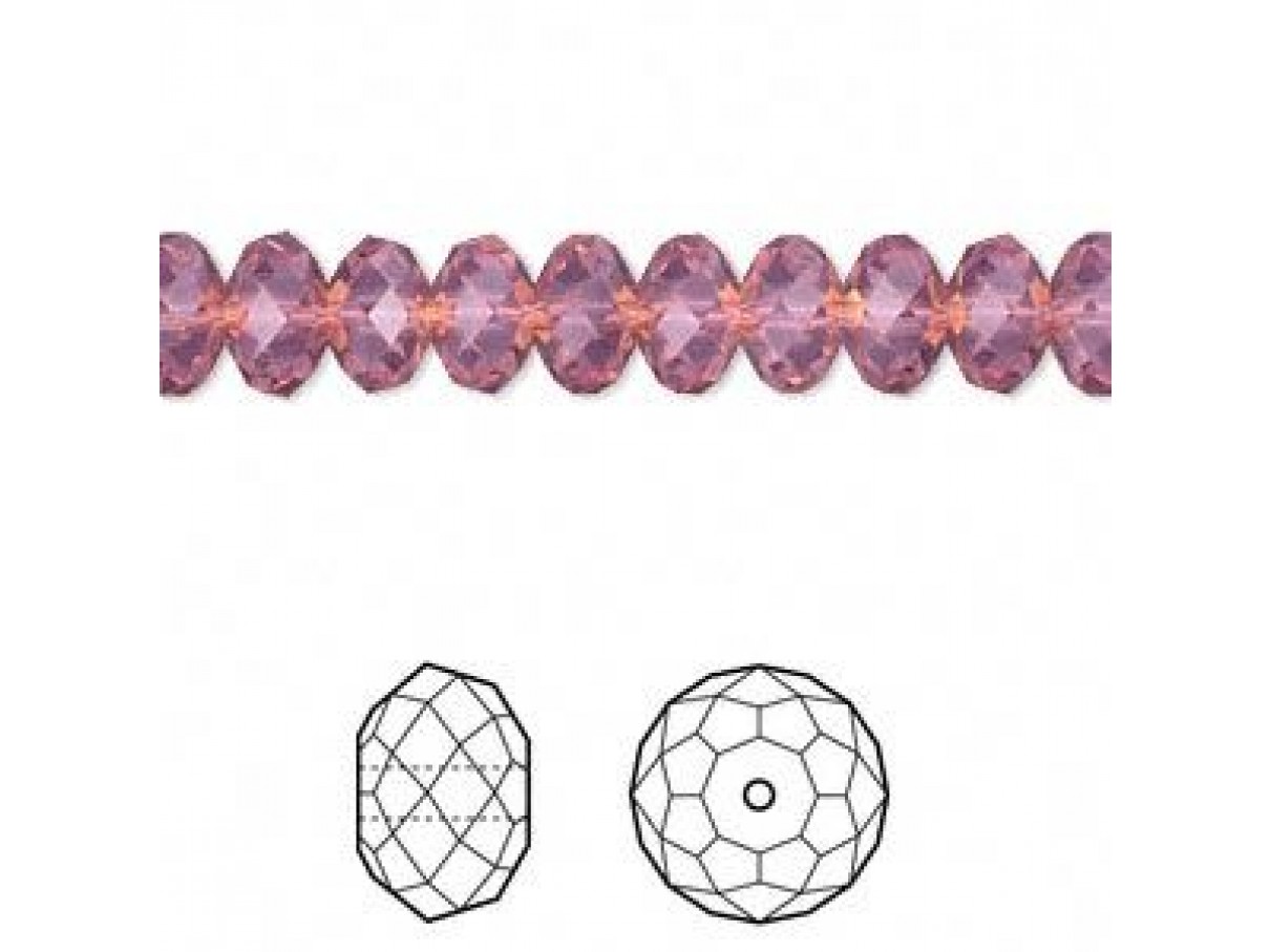Swarovski® crystal, 8x6mm facetslebet rondel, Cyclamen opal