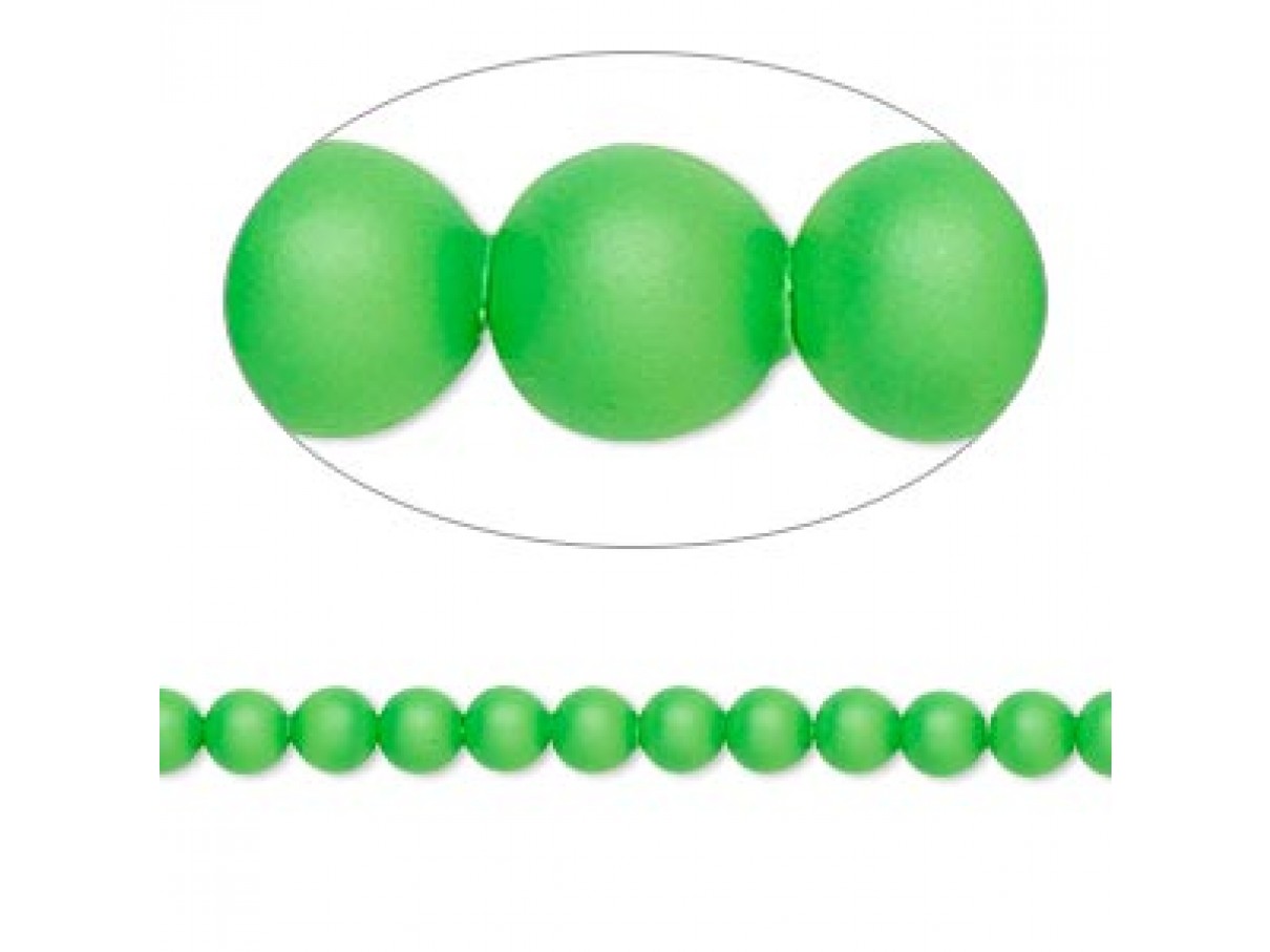 Swarovski® crystal pearl, 4mm rund, neon grøn 10 stk