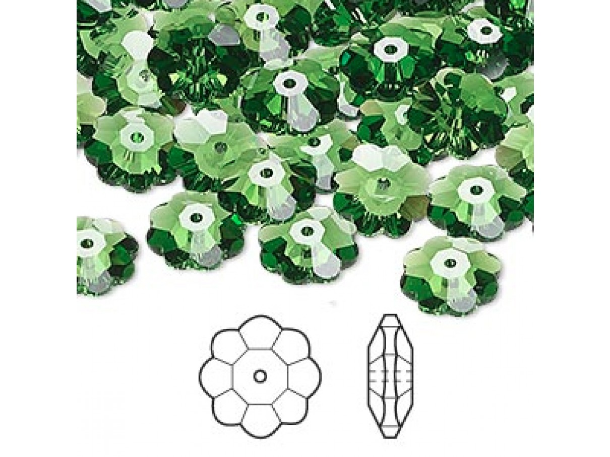 Swarovski® crystal, 10mm marguerite lochrose flower, Fern green