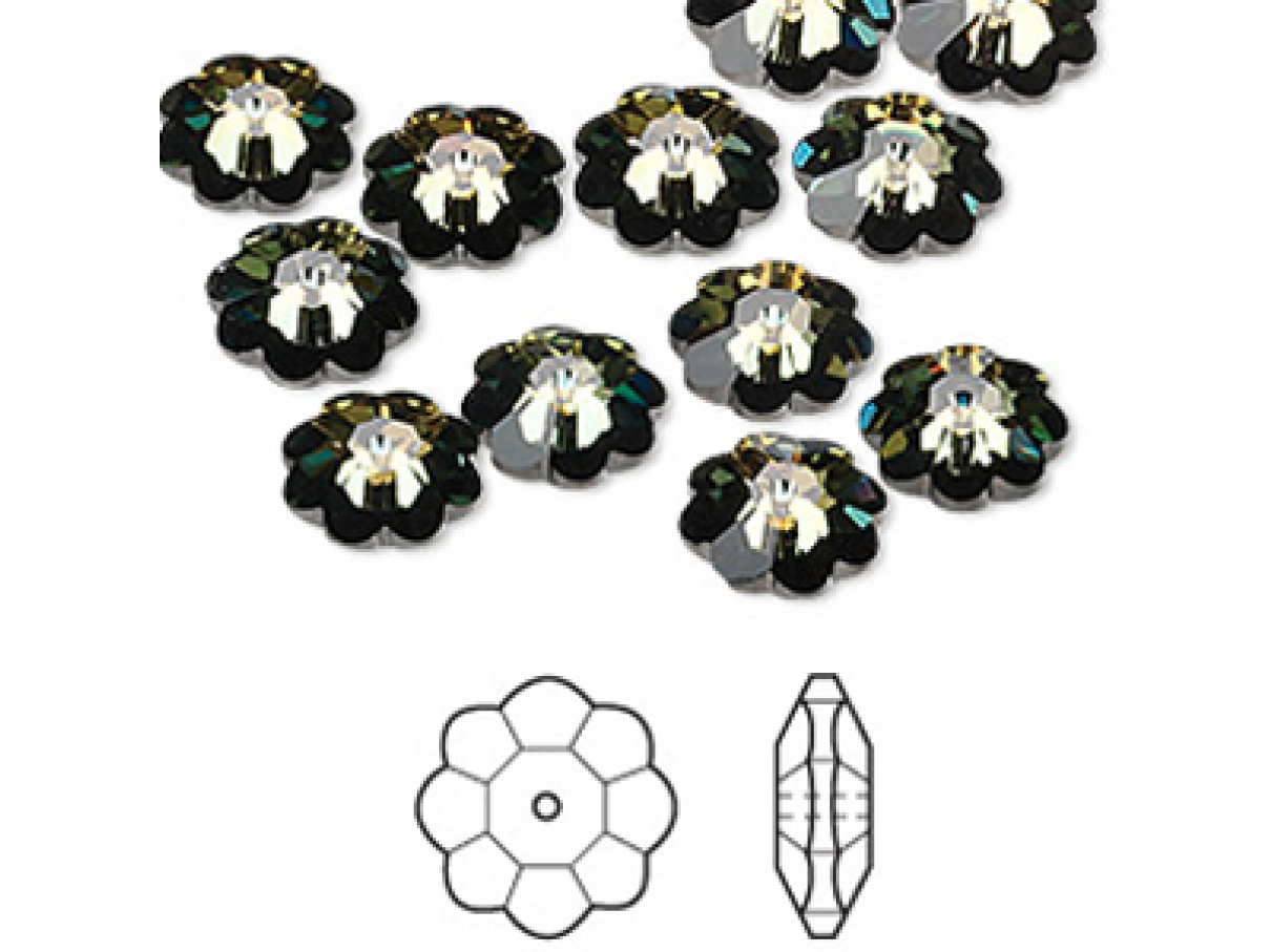 Swarovski® crystal, 10mm marguerite lochrose flower, Crystal tabac, foil back