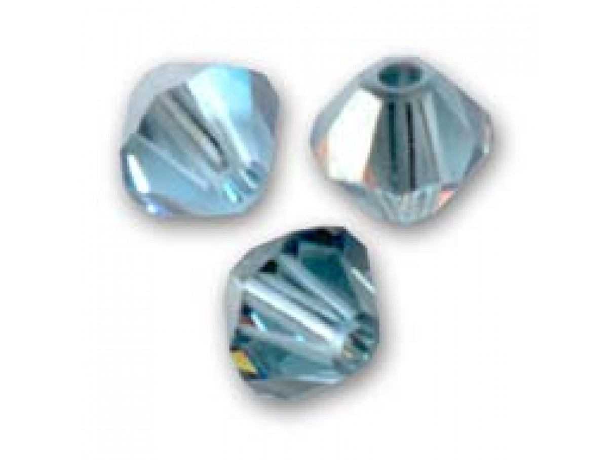 Swarovski crystal 4mm bicone, Aquamarine Satin, 10 stk
