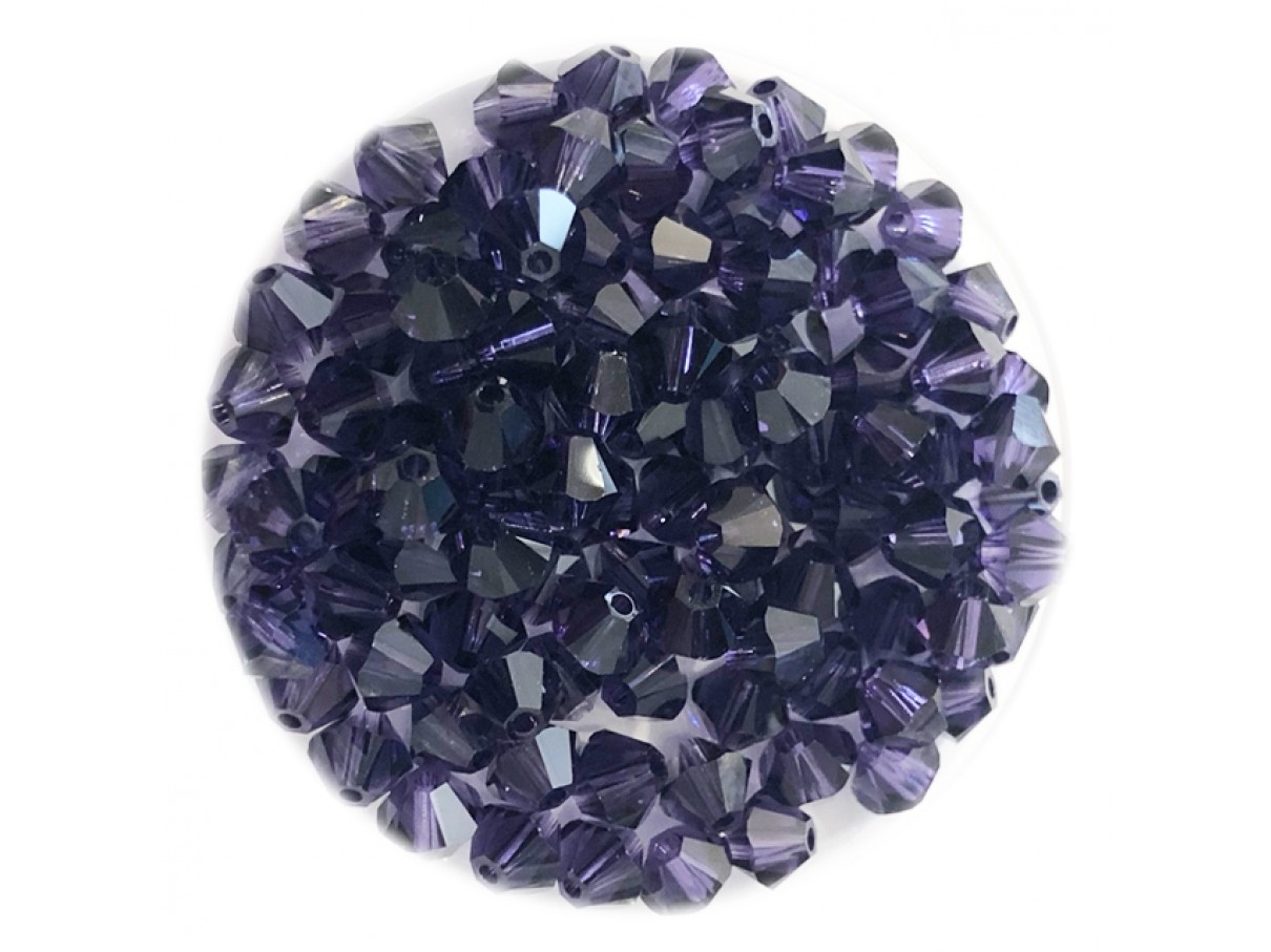 Swarovski crystal 4mm bicone, Purple Velvet, 10 stk