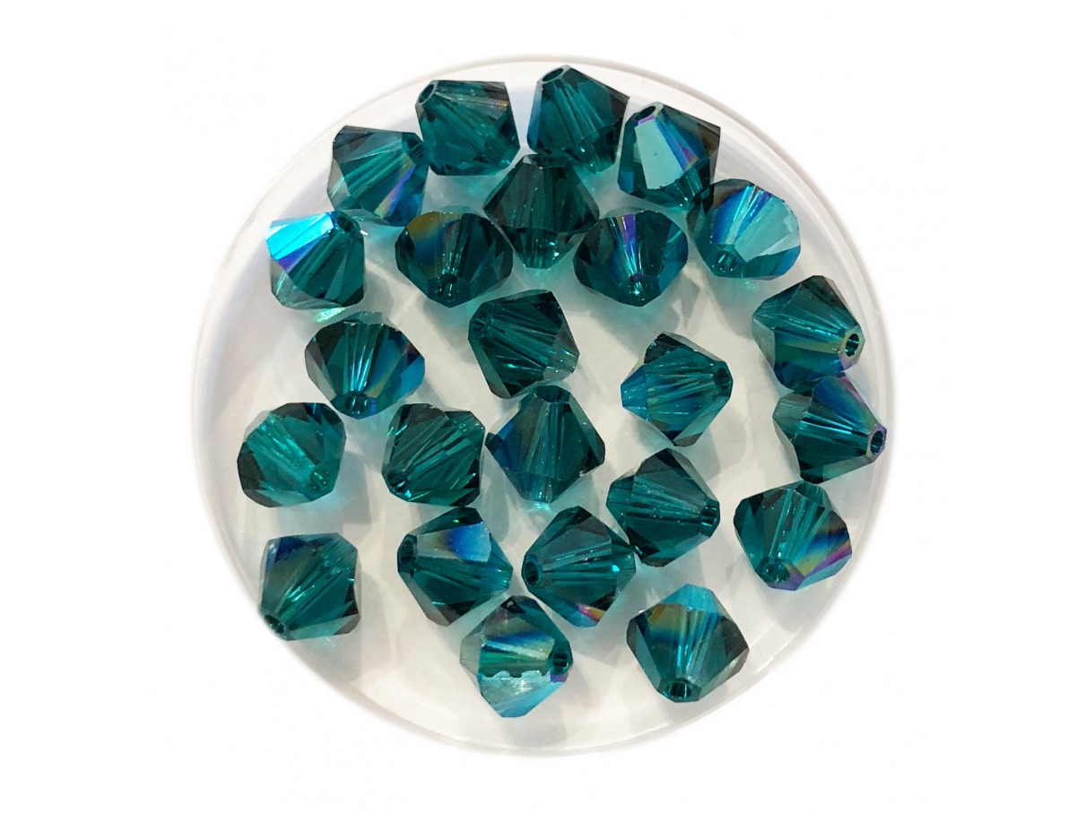 Swarovski® crystal 6mm bicone, Emerald Shimmer
