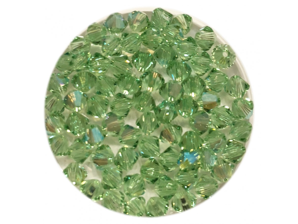 Swarovski crystal 4mm bicone, Peridot Shimmer, 10 stk