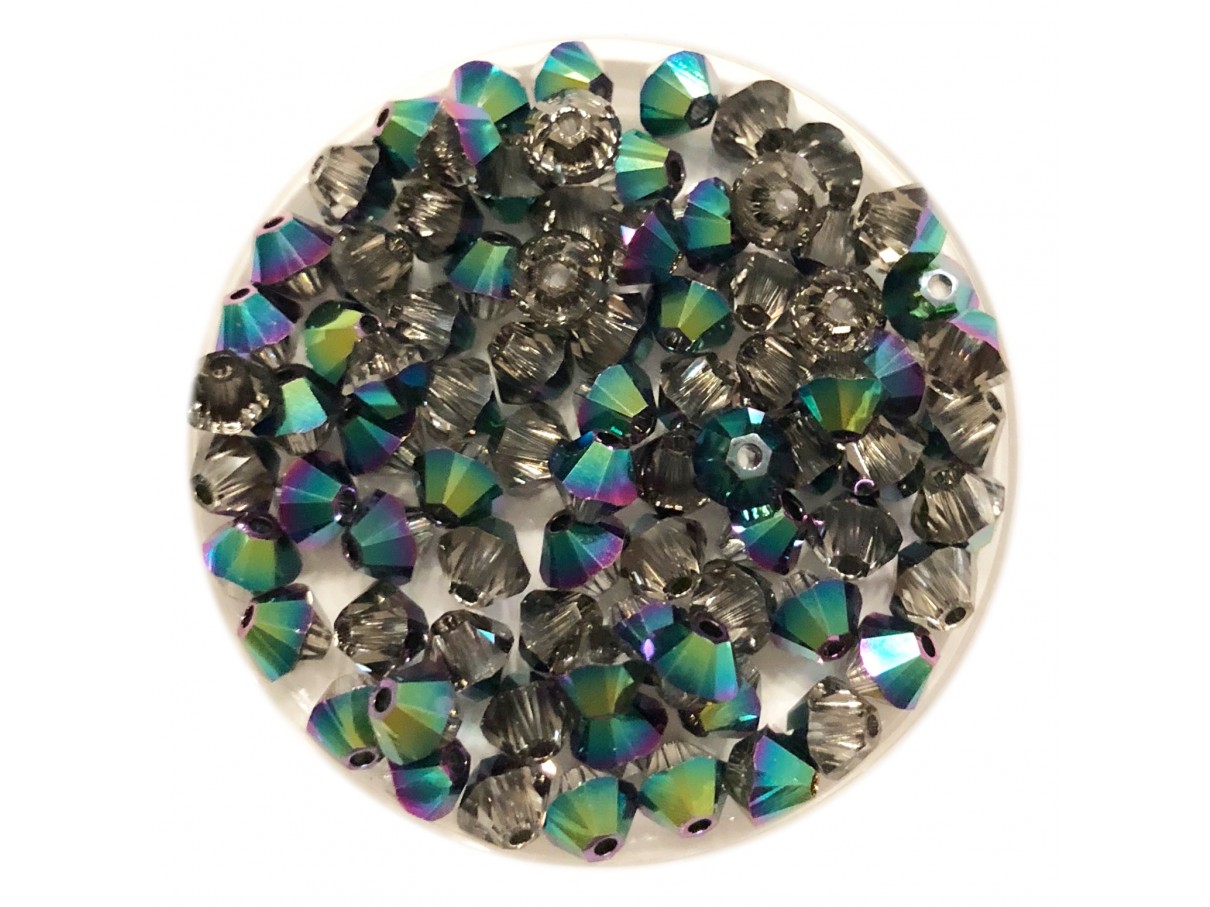 Swarovski crystal 4mm bicone, Crystal Scarabaeus Green, 10 stk