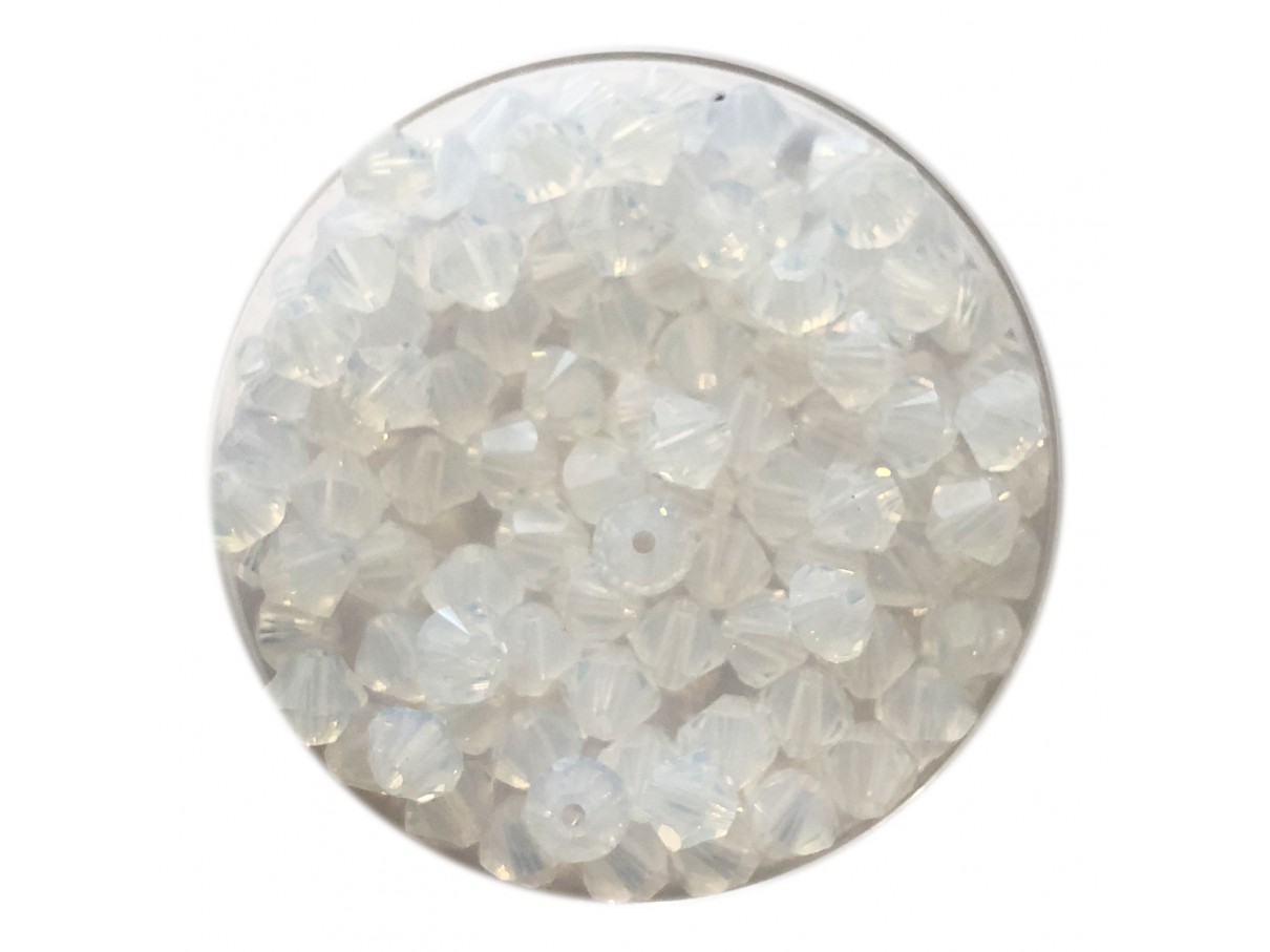 Swarovski crystal 4mm bicone, White Opal, 10 stk