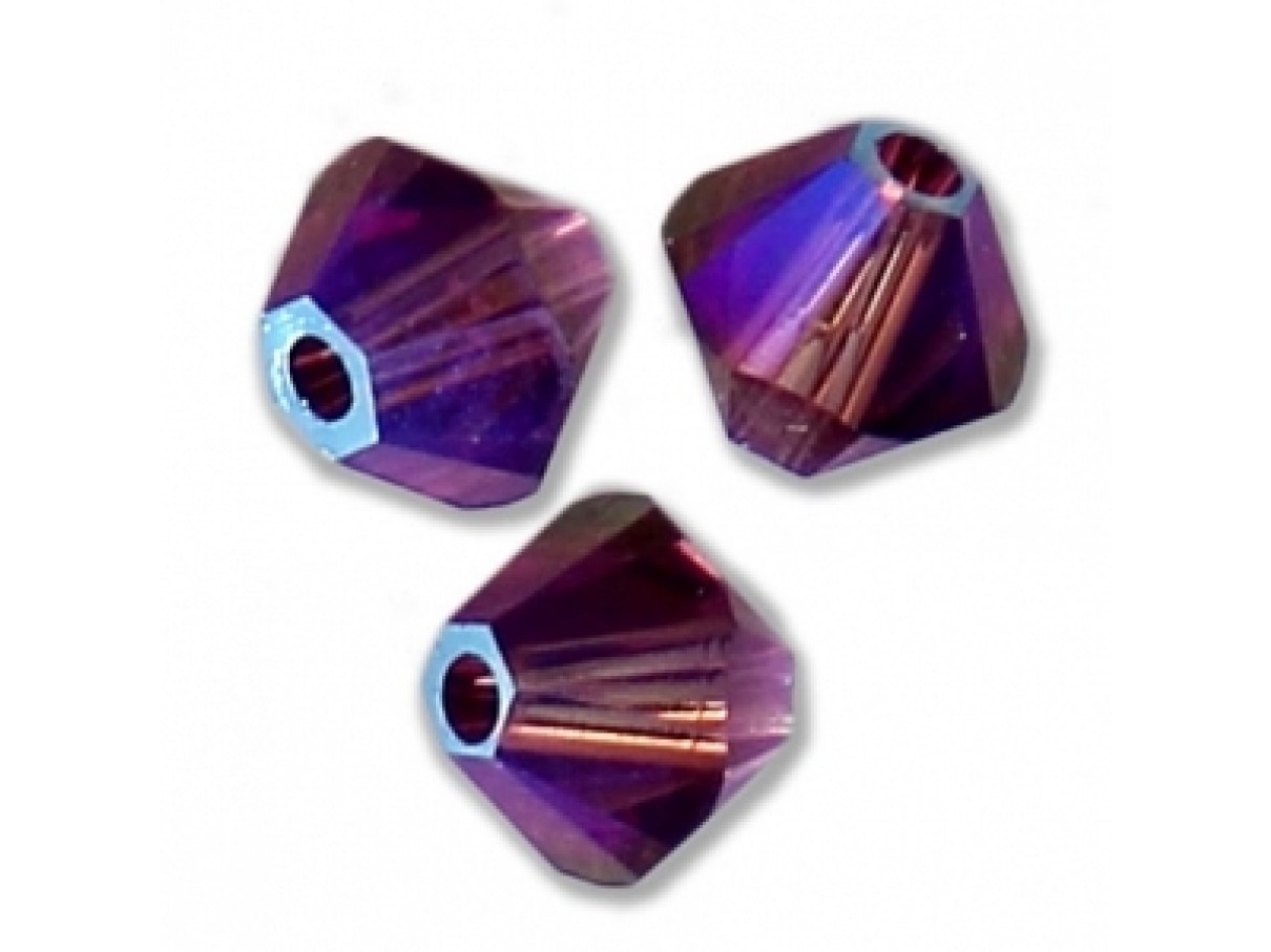 Swarovski crystal 3mm bicone, Amethyst Shimmer 2X, 10 stk