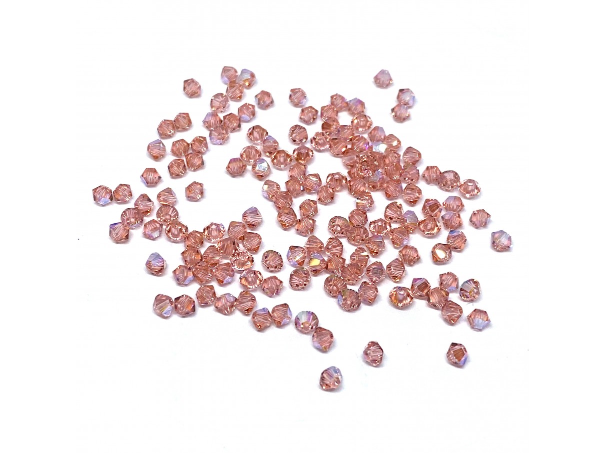 Swarovski® crystal 3mm bicone, Rose Peach Shimmer, 10 stk