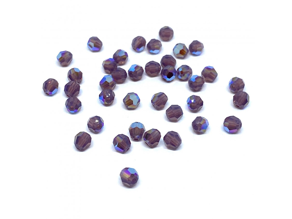 Swarovski crystal, Cyclamen Opal Shimmer, 4mm facetslebet rund, 1 stk