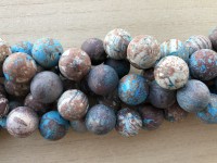 18mm matte runde perler brun og turkis