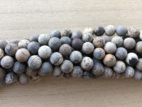 8mm matte perler brun og grå