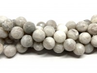 14mm facetslebne perler af hvid crazy agat