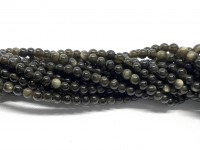 4mm perler af gylden obsidian