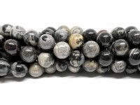 black silver leaf jaspis perler