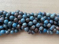 12mm runde perler af blå efterårs jaspis