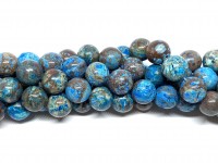 10mm runde perler af blå efterårs jaspis